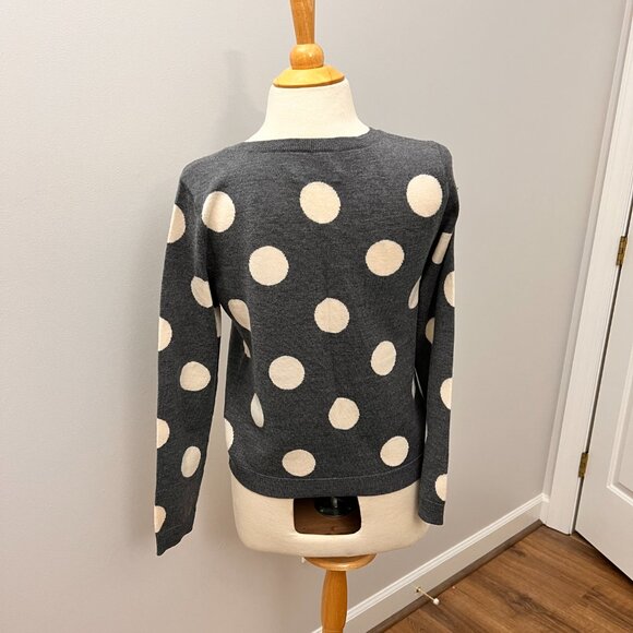 Alice + Olivia Gray Wool Polkadot Crewneck Sweater Sz M - Picture 7 of 9